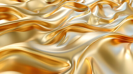 Fototapeta premium A close-up view of flowing golden fabric, showcasing texture and sheen.