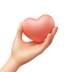 Hand Holding Heart:  A gentle, cartoon-style hand delicately holds a large, pink heart, capturing a sweet, tender, and loving feeling. The heart is the focal point, standing as a symbol of affection.