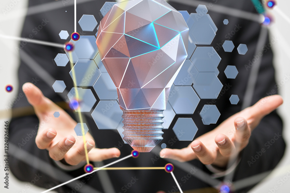 Aufkleber neural network 3d illustration. big data and cybersecurity