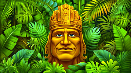 Fototapeta premium Golden King Jungle Portrait, Game Asset