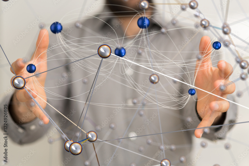 Poster conference digital network and data concept 3d