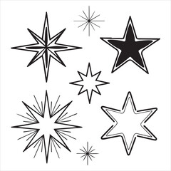 SET OF VECTOR VARIOUS STAR SILHOUETTES	