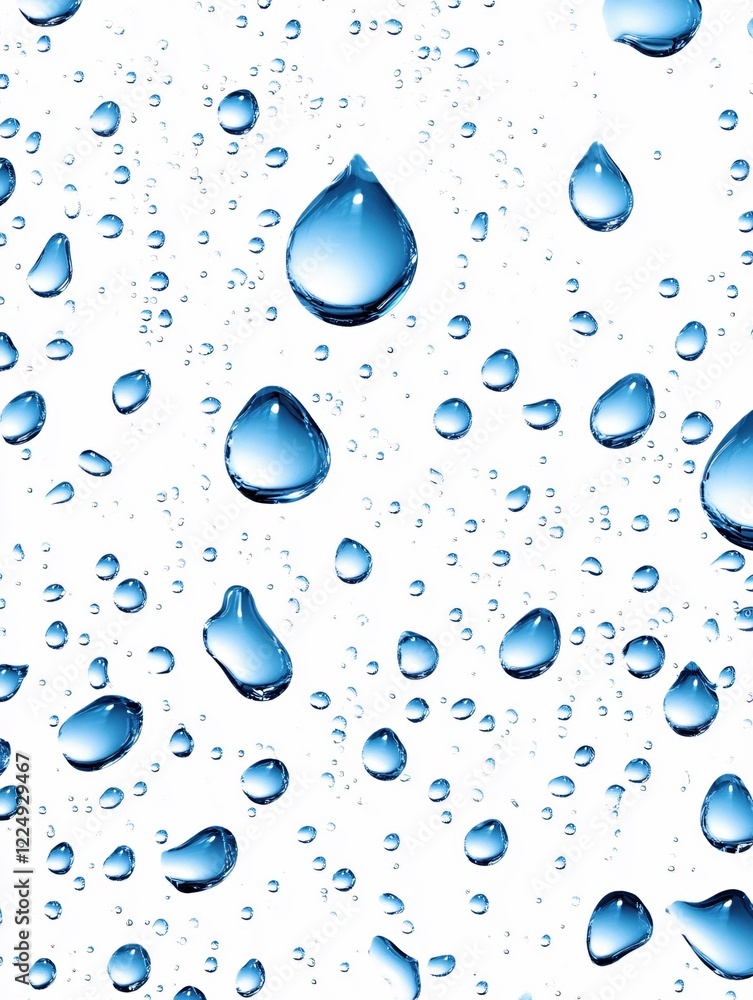 Poster water droplets on a white surface creating a fresh and clean abstract background image