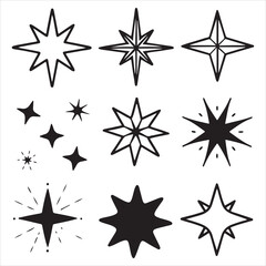 SET OF VECTOR VARIOUS STAR SILHOUETTES	
