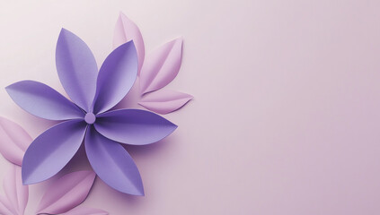 Naklejka premium paper flower arrangement with shades of purple and pink, copy space