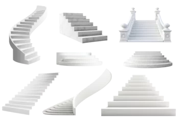 Poster PNG White stairs element set on transparent background