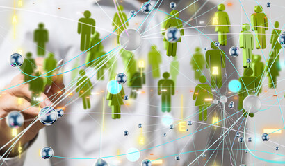 Global network. Blockchain. 3D illustration. Neural networks and artificial intelligence. Abstract