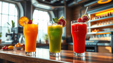 A Rainbow of Nutrient-Packed Juices Surrounded by Fresh Ingredients