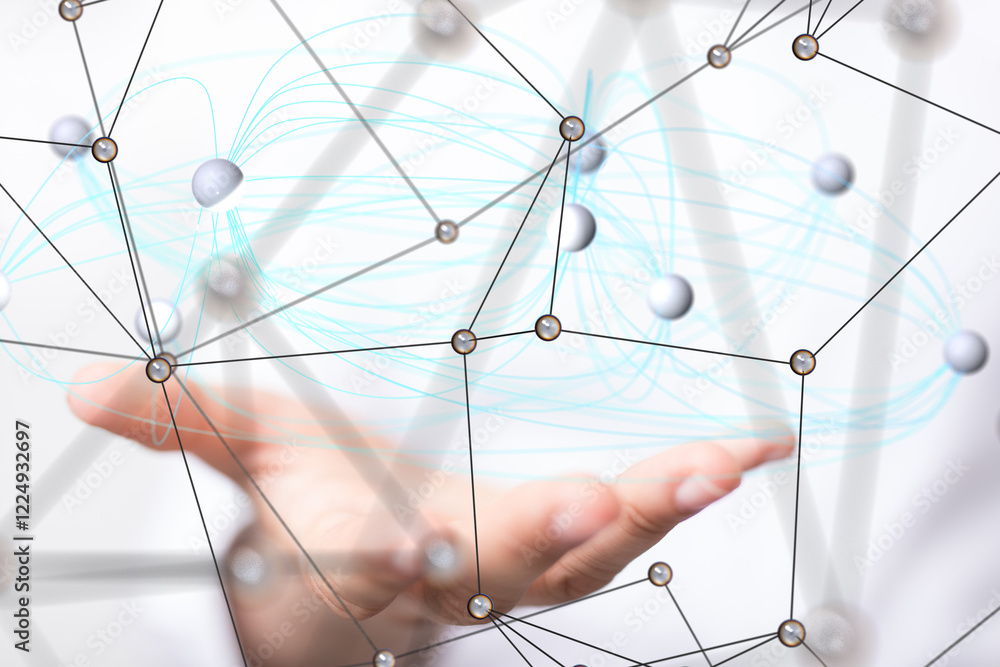 Poster conference digital network and data concept 3d