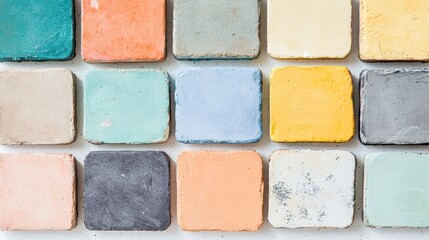 Creative color palette exploration art studio image collection bright environment overhead view visual design inspiration
