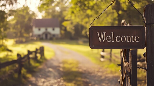 Warm Welcome Sign Beside Country Road