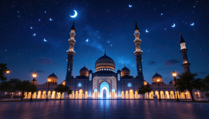 Majestic Mosque Under Starlit Night