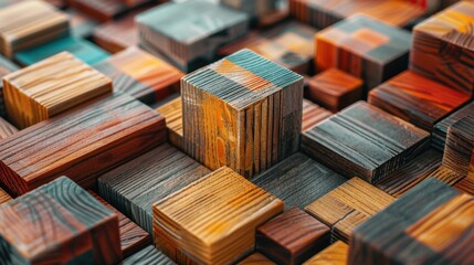 Obraz premium Toy Blocks: Colorful, small interlocking blocks that children can use to build, explore, and create their own structures, enhancing creativity and cognitive development. 