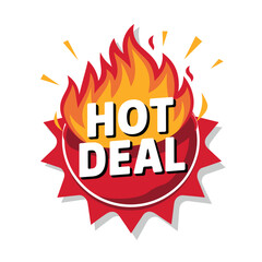 Hot Deal Promotional Badge with Flames