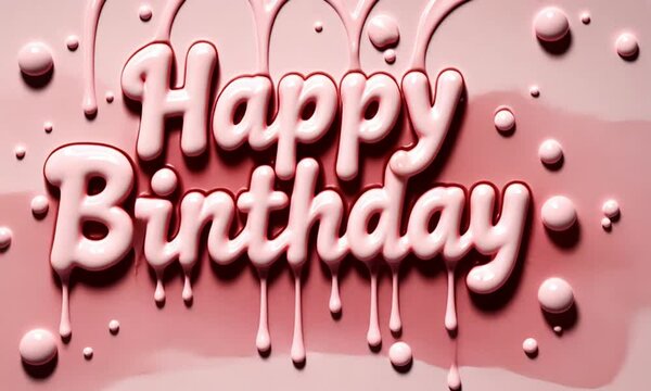 Happy bithday typography animation with colorful paint drip effect