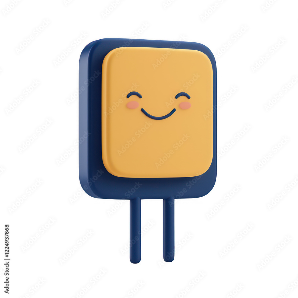 Poster a cheerful, 3d smiling character with a playful design for digital art and projects., isolated on a 