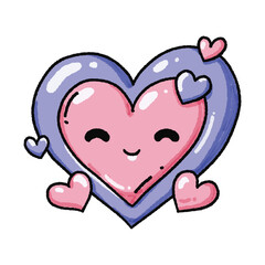 Love Valentine Days Heart Kawaii, Art Vector, hand drawn, hand drawing, vector, emoticon, icon, coloring, illustration