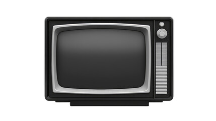 Vintage old TV set with transparent PNG background