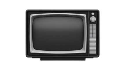 Vintage old TV set with transparent PNG background