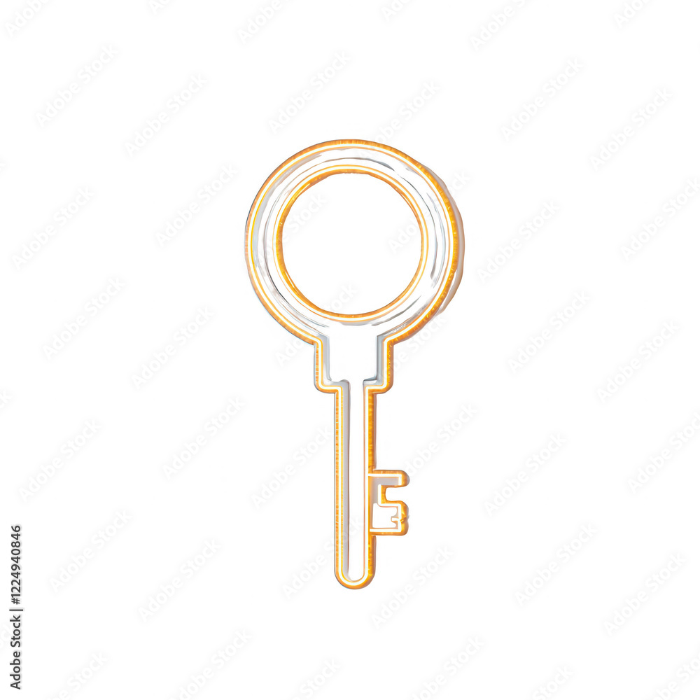 Poster a minimalist key graphic design representing security and access., isolated on a transparent backgro