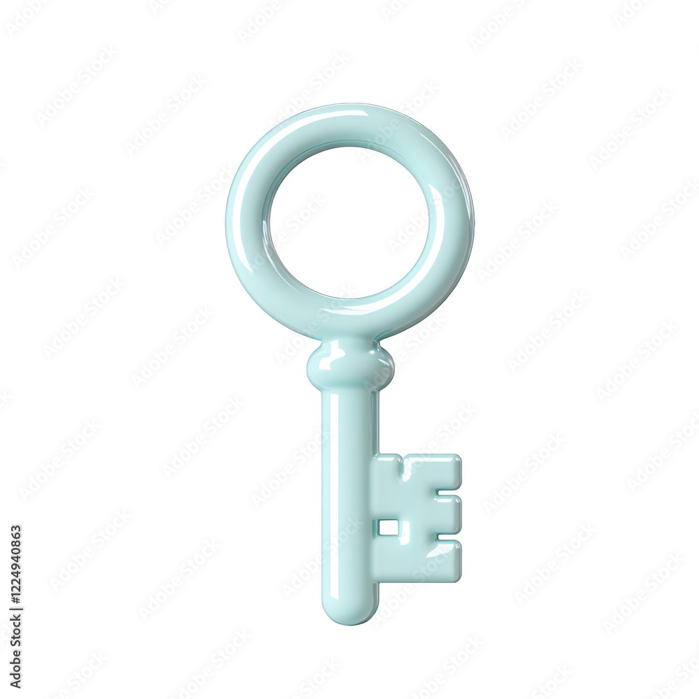 Poster a minimalistic blue key design with a sleek and modern shape., isolated on a transparent background.