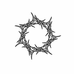 Black tribal thorn circle, sharp, gothic, symmetrical design
