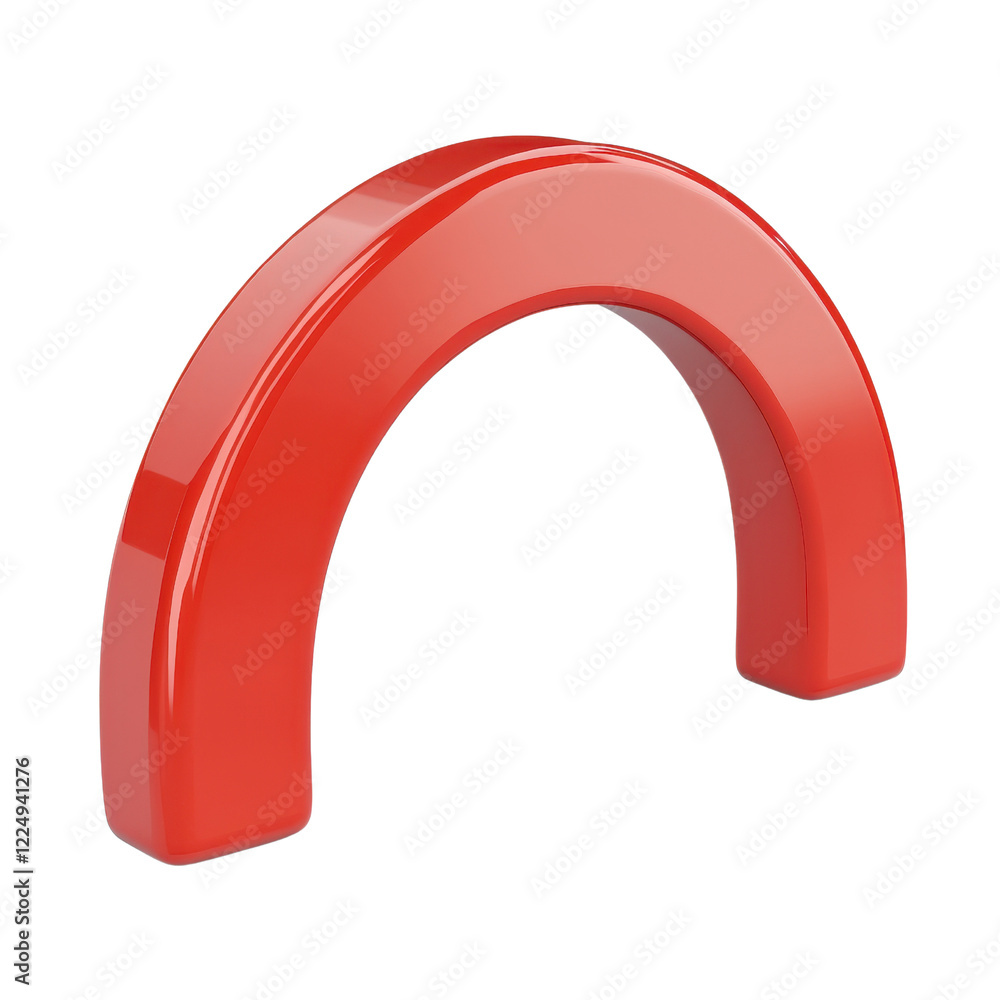 Aufkleber a shiny red 3d arch shape ideal for creative design projects., isolated on a transparent background.