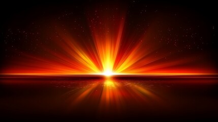 Fiery Sunset Over Calm Ocean Waters Reflecting Light