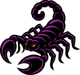 Purple Black Scorpion Mascot Logo Icon – Aggressive and Stylized Vector Illustration