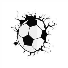 Fototapeta premium The ball sticks to the cracked wall