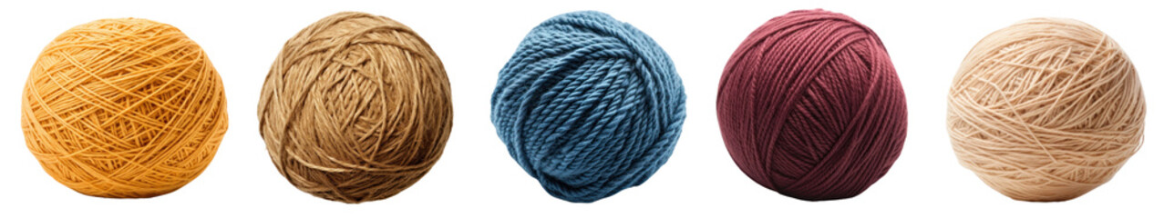 PNG Colorful yarn balls collection, element set on transparent background