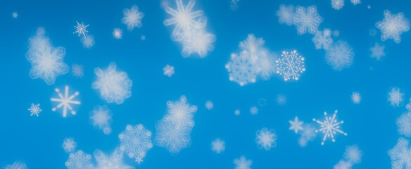Abstract Winter Snowflakes on Blue Background