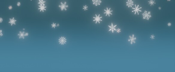 White Snowflakes Falling on Blue Background