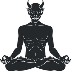 Create a Monster man vector art silhouette with white background.