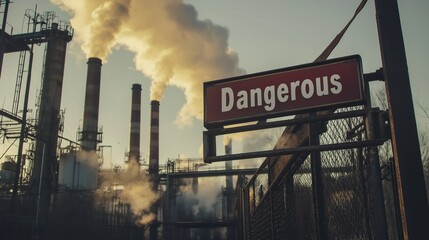 Industrial Landscape with Warning Signage