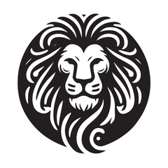 Obraz premium black and white Vector illustration of a lion head icon