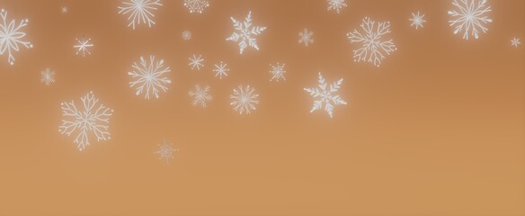 White Snowflakes on Brown Background
