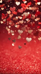 Obraz premium Sparkling Golden Heart Confetti: A Dreamlike Celebration of Love