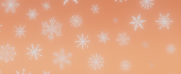 White Snowflakes on Peach Background