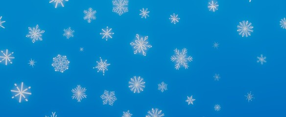 White Snowflakes on Blue Background