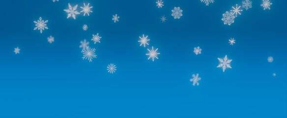 Falling Snowflakes on Blue Sky Background