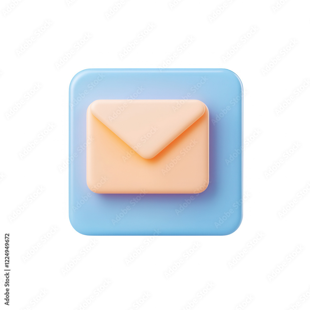 Poster stylish envelope icon on a soft blue background representing communication., isolated on a transpare