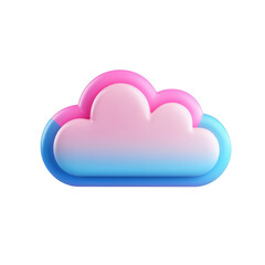 Stylized cloud illustration with gradient colors representing digital storage., isolated on a transparent background.