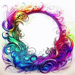 Fototapeta premium Abstract colorful swirling grunge illustration border frame with copy-space on white background