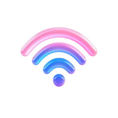 Vibrant wifi signal icon in gradient pink and blue, symbolizing connectivity., isolated on a transparent background.