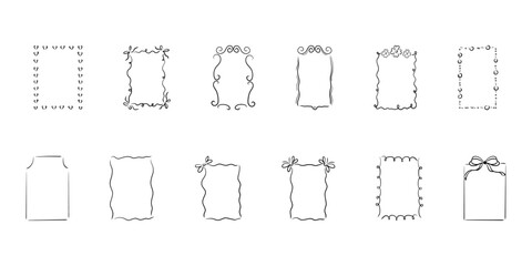 Hand drawn frames. Vintage doodle sketch picture frame. Hand Drawn Frames Collection on White background