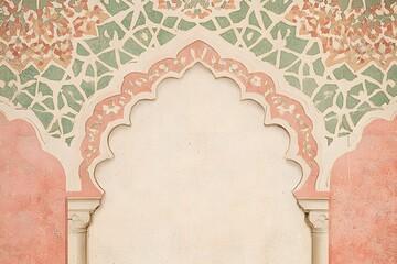 A minimalist Islamic-inspired poster with elegant geometric patterns and a muted color palette.  promoting spiritual or cultural events