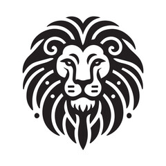 Fototapeta premium Vector illustration of a lion head mascot with tattoo style, featuring a wild animal face, symbolizing strength and nature
