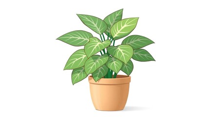 A potted plant with large green leaves