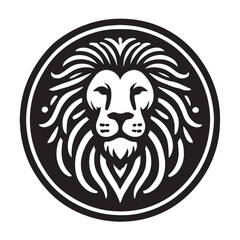 Obraz premium Vector illustration of a lion head mascot with tattoo style, featuring a wild animal face, symbolizing strength and nature